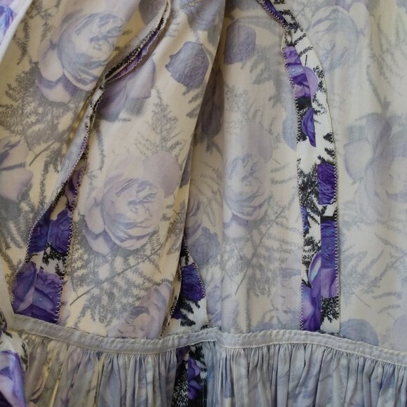 Vintage 50s Purple Rose Dress 42" Bust 28.5" Waist Rockabilly Tea Party 60s - Picture 14 of 16